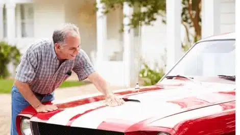 Man washing a car