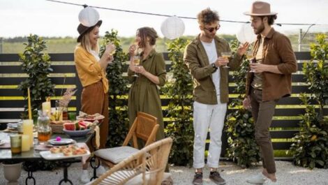 A group of friends in a backyard